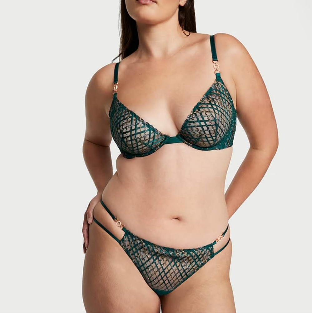 Very Sexy Low Cut Unlined Demi Bra & V-String